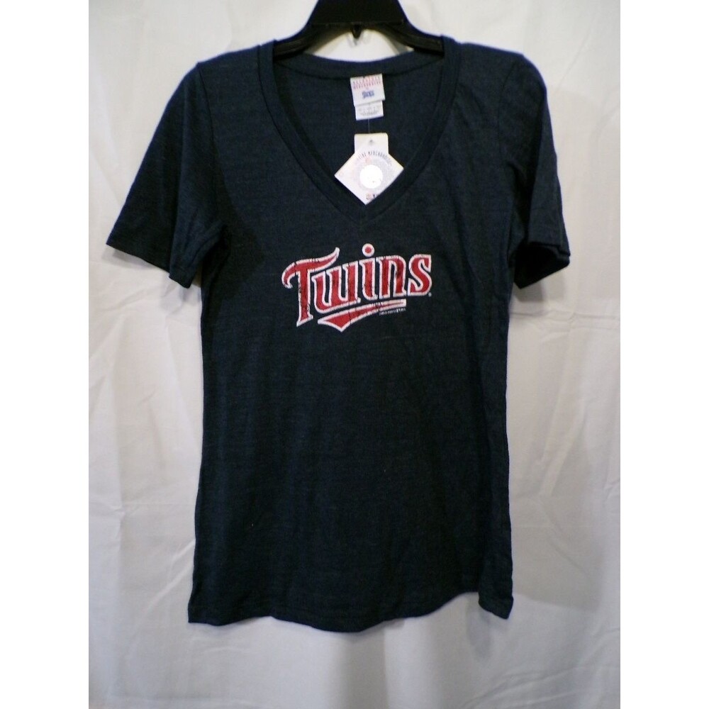Campus Lifestyle Womens Minnesota Twins Navy Heather V Neck T-Shirt L